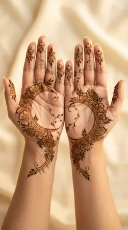 Arabic mehndi designs for full hands with floral moon inspired curves Arabic mehndi designs for full hands with floral moon inspired curves