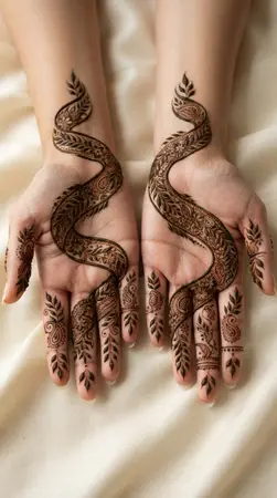 Arabic mehndi designs for full hands with leaf ribbon spiral patterns Arabic mehndi designs for full hands with leaf ribbon spiral patterns