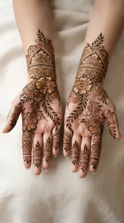 Arabic mehndi designs for full hands with elegant royal floral patterns Arabic mehndi designs for full hands with elegant royal floral patterns