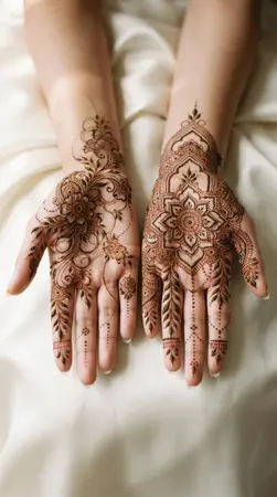 Masterpiece Arabic mehndi designs for full hands with intricate floral and ornamental detailing Masterpiece Arabic mehndi designs for full hands with intricate floral and ornamental detailing