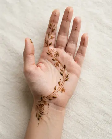simple Arabic mehndi design with flowing vine and leaf pattern simple Arabic mehndi design with flowing vine and leaf pattern