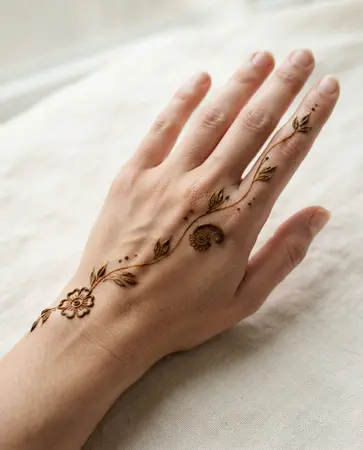 simple back hand mehndi design with diagonal floral pattern simple back hand mehndi design with diagonal floral pattern