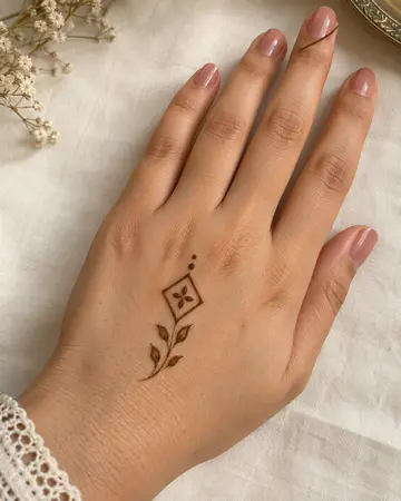simple back hand mehndi design with diamond and flower motif simple back hand mehndi design with diamond and flower motif