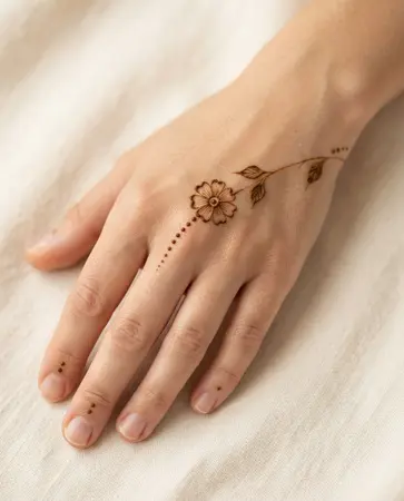 simple back hand mehndi design using a flower and decorative simple back hand mehndi design using a flower and decorative