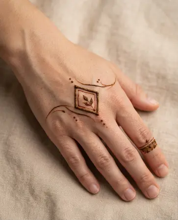 simple back hand mehndi design with minimal geometric details simple back hand mehndi design with minimal geometric details