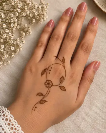 simple back hand mehndi design with a thin floral border simple back hand mehndi design with a thin floral border