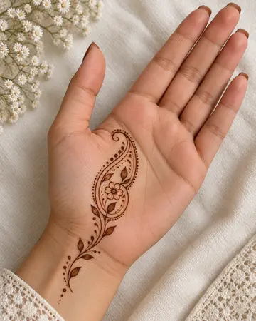 simple mehndi design with one elegant paisley and leaf accents simple mehndi design with one elegant paisley and leaf accents