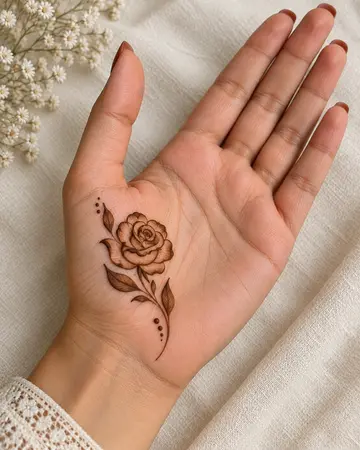 simple rose mehndi design with one delicate rose and leaves simple rose mehndi design with one delicate rose and leaves