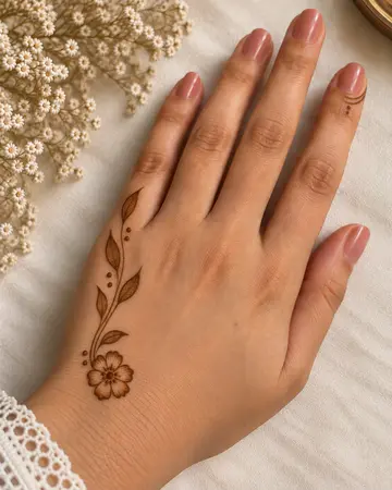 simple back hand mehndi design with a delicate botanical loop simple back hand mehndi design with a delicate botanical loop